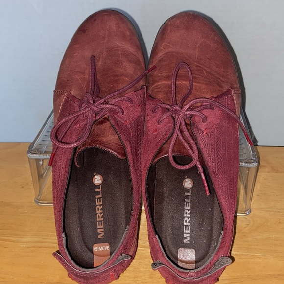 MERRELL Ashland Tie Red Ochre Full Grain Leather Walking Shoes size 9 - Picture 4 of 5